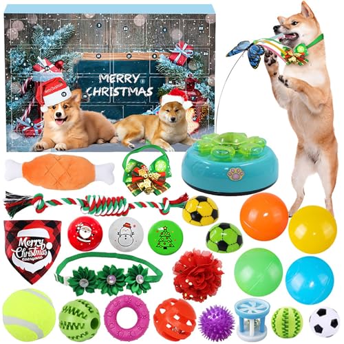 犬用アドベントカレンダー 2025 24日間 犬用おもちゃ クリスマスカウントダウンカレンダー 噛むロープと鳴き声ボール付き 犬好きの方へのクリスマスプレゼント 小中大型ペット 子犬の歯が生え始めるトレーニングギフト