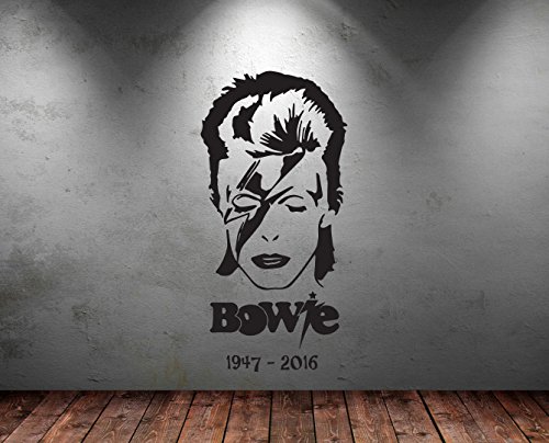 Gran David Bowie Pop Rock - adhesivo , negro, Large - 118cm H x 58cm W