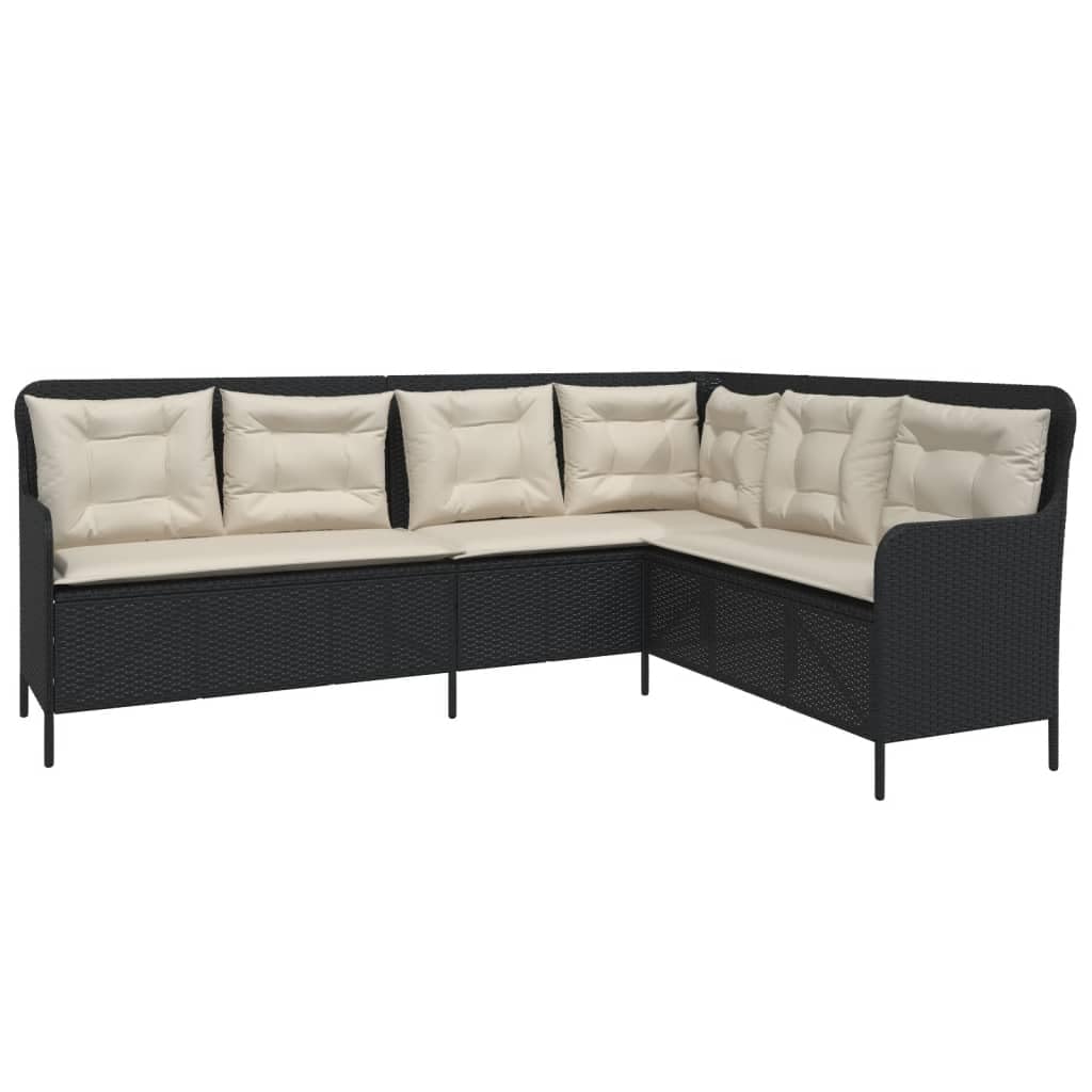 Canapé de jardin d'angle 221 cm haut de gamme en rotin synthétique noir