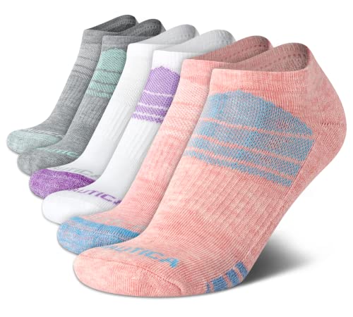 Image of Nautica Womens Low Cut Socks - 6 Pack Soft Stretch Breathable Mesh Cushioned Athletic Performance No Show Socks for Women