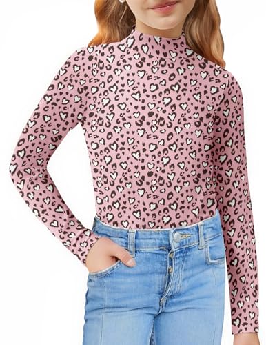 Image of Arshiner Girls Long Sleeve Mock Turtleneck Shirts Slim Fit Base Layer Top