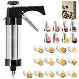 Cookie Press Gun Kit, Cookie Press Kit with 13 Discs & 8 Coating Nozzles,...