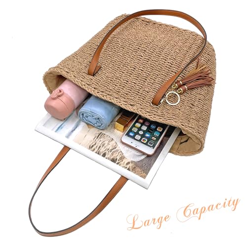 Bolso Tote de Paja para Mujer con Flecos miniatura 4