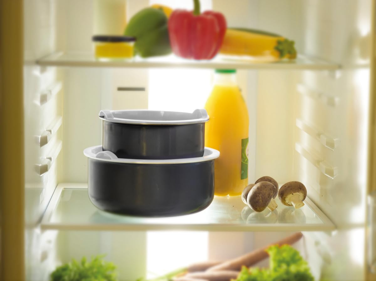 Qdesign - Set di 3 padelle da 20 e 24 e 28 cm - Struttura a nido d'ape - Materiale a 3 strati - Resistente ai graffi e antiaderente - Resistente al fuoco - Cucina sana - Nero