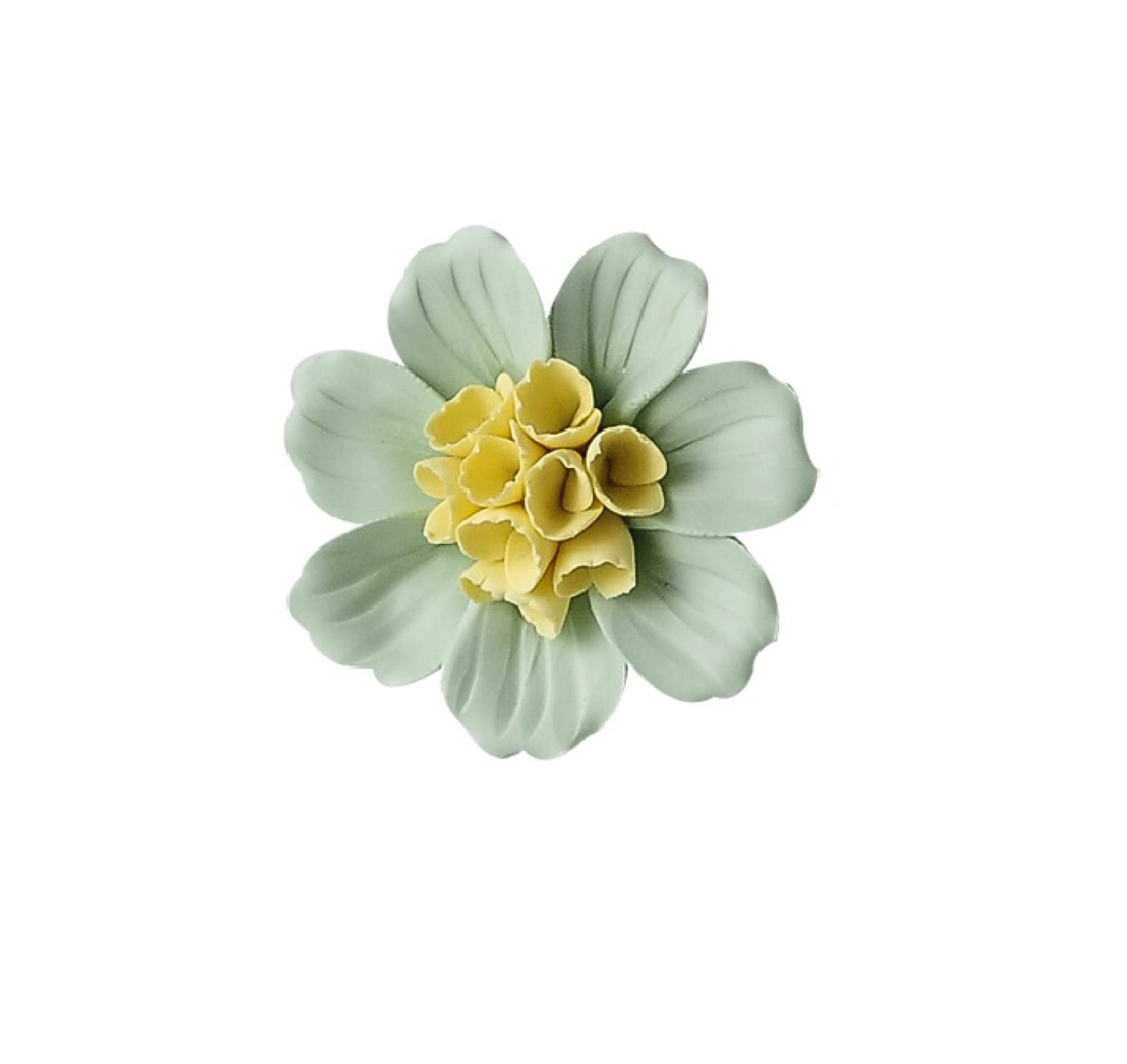 KJOLWHCQ Elegant Handcrafted Ceramic Green Impatiens Flowers Wall Hanging Decor Artificial Sculpture 3D Wall Ornament Arts Wedding Gift