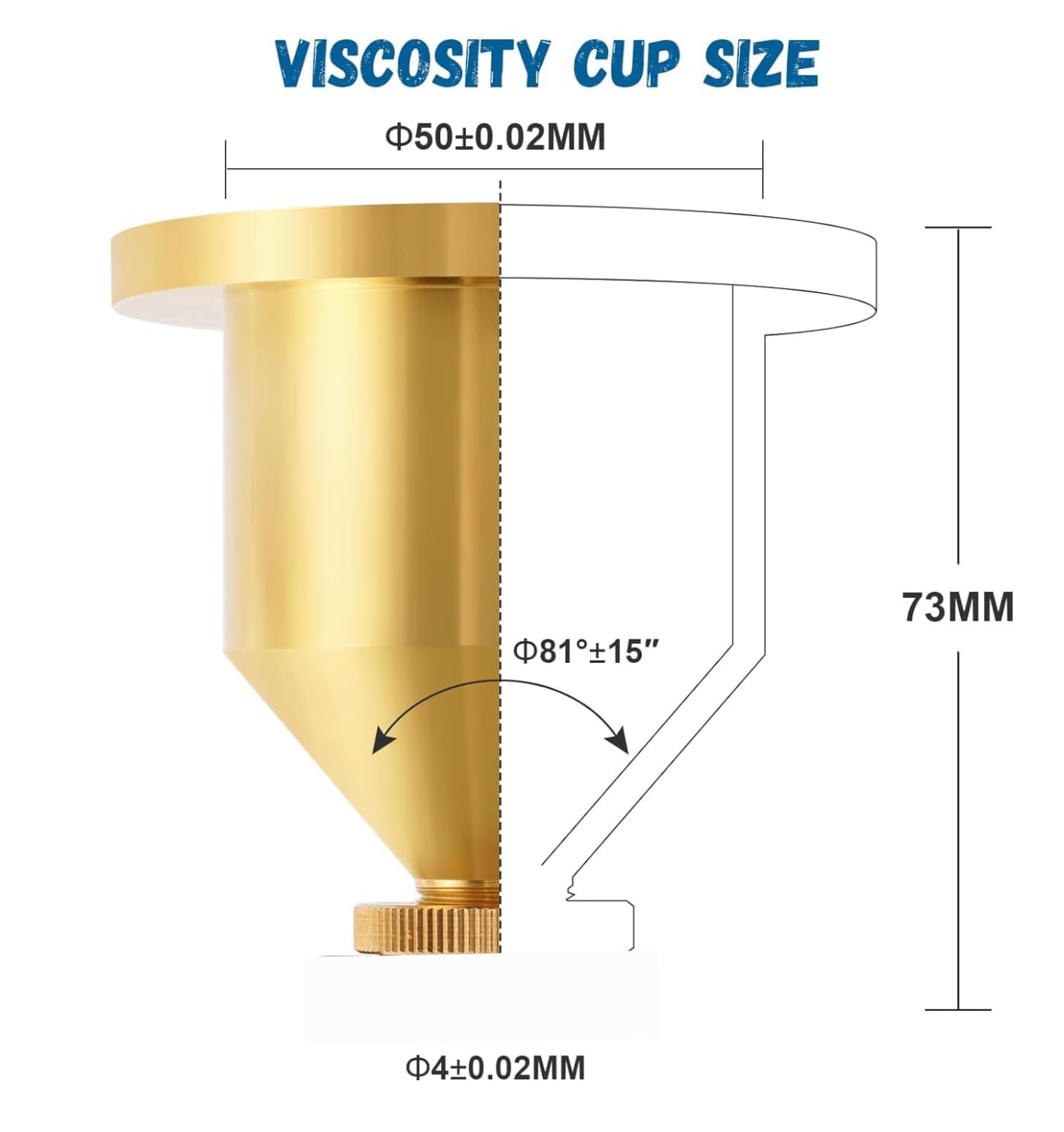 LABICO Ford B4 Viscosity Cup – Precision Brass Viscometer with Stand & Stopwatch - Image 4 thumbnail