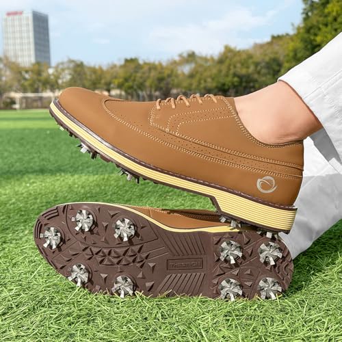 Image of Golf Shoes Men Spikes Classic Golf Footwears Male Walking Sneakers for Golfers Size 7-14