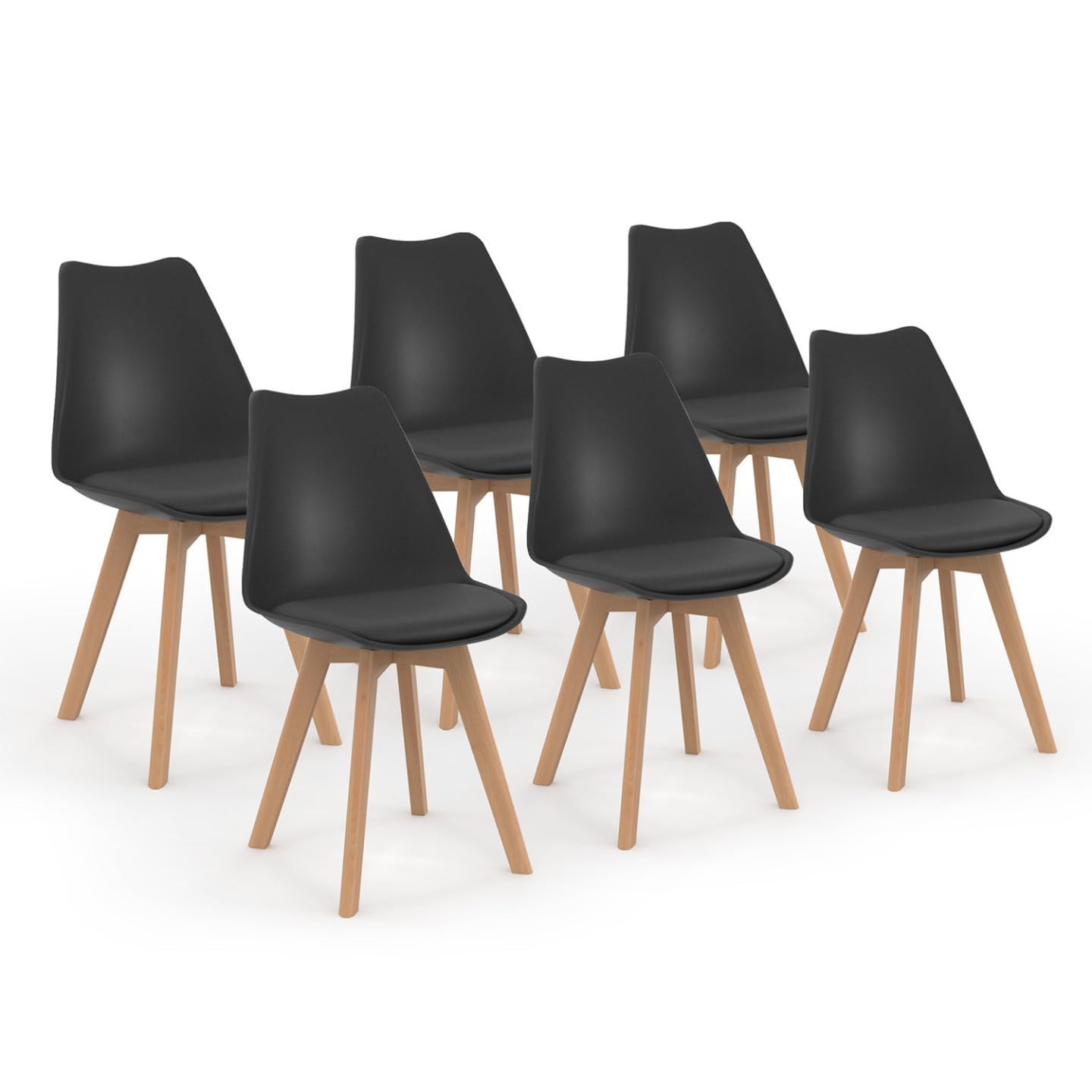 IDMarket - Lot de 6 chaises scandinaves SARA Noires pour Salle à Manger