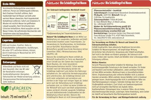Substral Naturen Bio Schädlingsfrei Neem, 75ml Konzentrat - gegen saugende und beißende Schädlinge an Gemüse- und Zierpflanzen