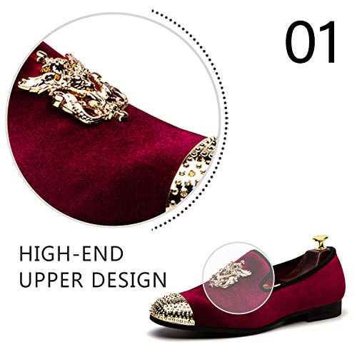 image for JITAI Men Genuine Leather Mens Metallic Textured Slip-on Glitter Loafe