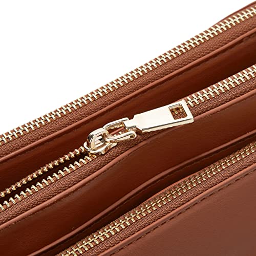 Halemet H-PB01-BROWN Crossbody Bags For Women Three-Layer Shoulder Bag Vegan Leather Multiple Compartments Handbag Purses Satchel Hobo Clutch 2024 thumb #3