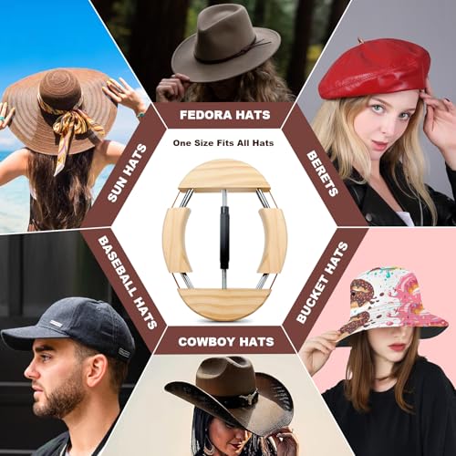 Image of Hat Stretcher, Oval Hat Stretchers for Men Fitted Hats, Cowboy Hat Jack