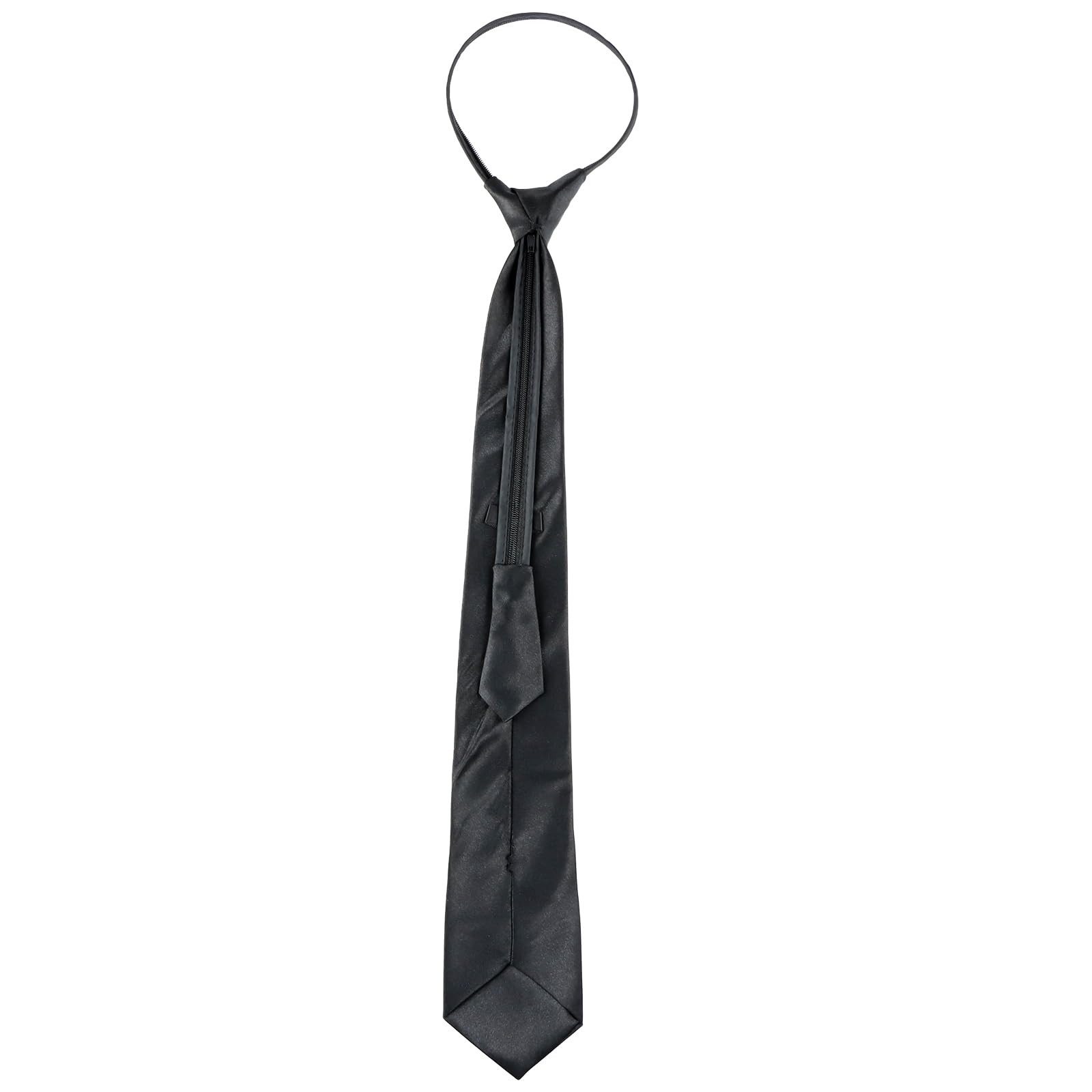 Anseom Juego de 2 bridas ajustables para el cuello para hombre, color negro, preatadas, para negocios, bodas, lazos formales con cremallera delgada de seguridad en corbatas delgadas, Negro, Taille