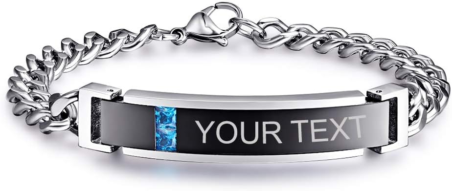 NEHZUSMens Womens Personalized Bracelets, Couples Stainless Steel Bracelet with Custom Engraving for Friendship Relationship, Matching Couple Jewelry Gift