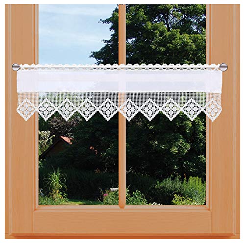 kollektion MT Feinste Feenhaus-Spitzengardine Lydia weiß Landhaus-Scheibengardine aus echter traditioneller Plauener Spitze 21 x 80 cm Cover