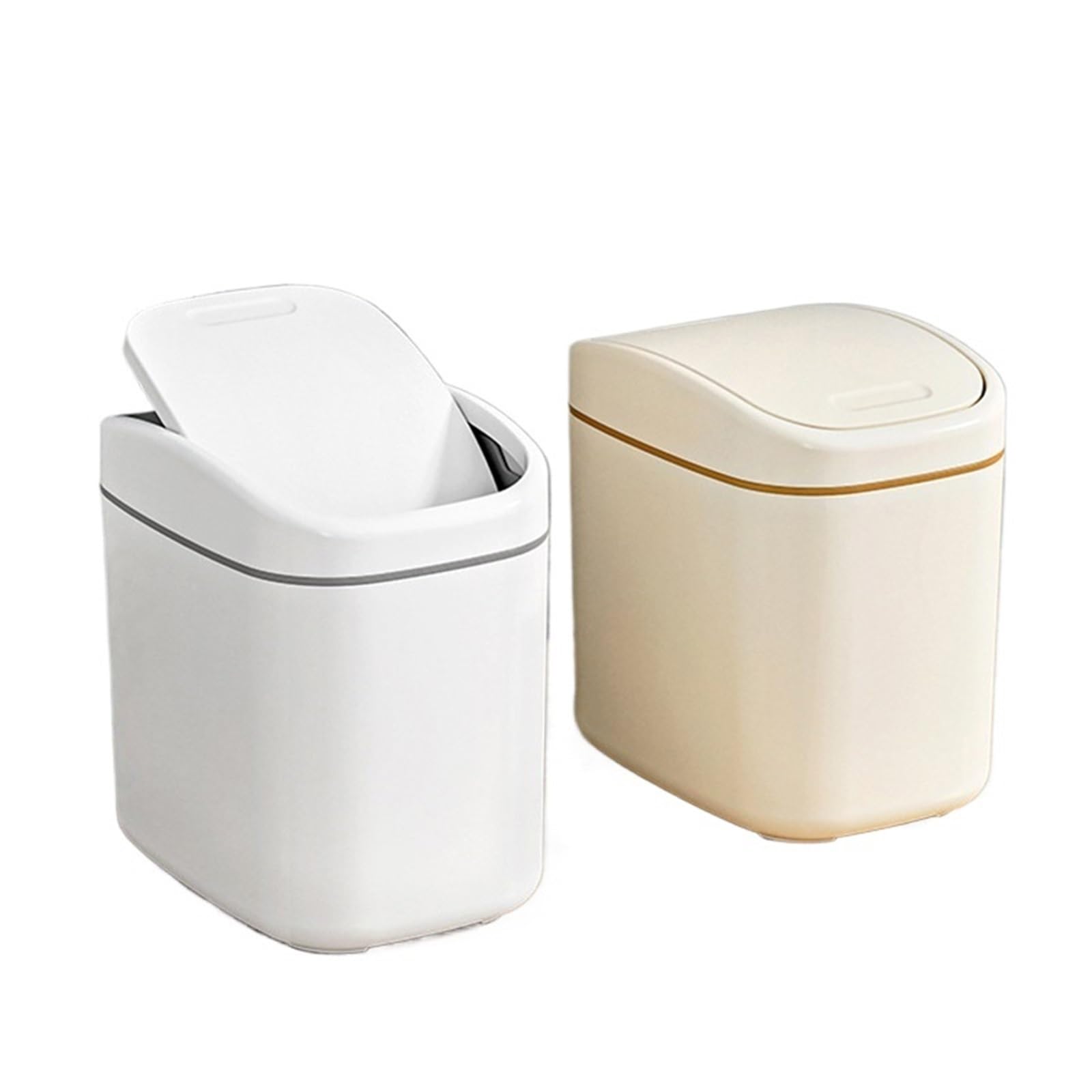 1 Uds. Papelera for escritorio pequeño Mini cubo de basura plástico con cubierta batidora for el hogar y la Oficina contenedores limpieza del para Basura(White)
