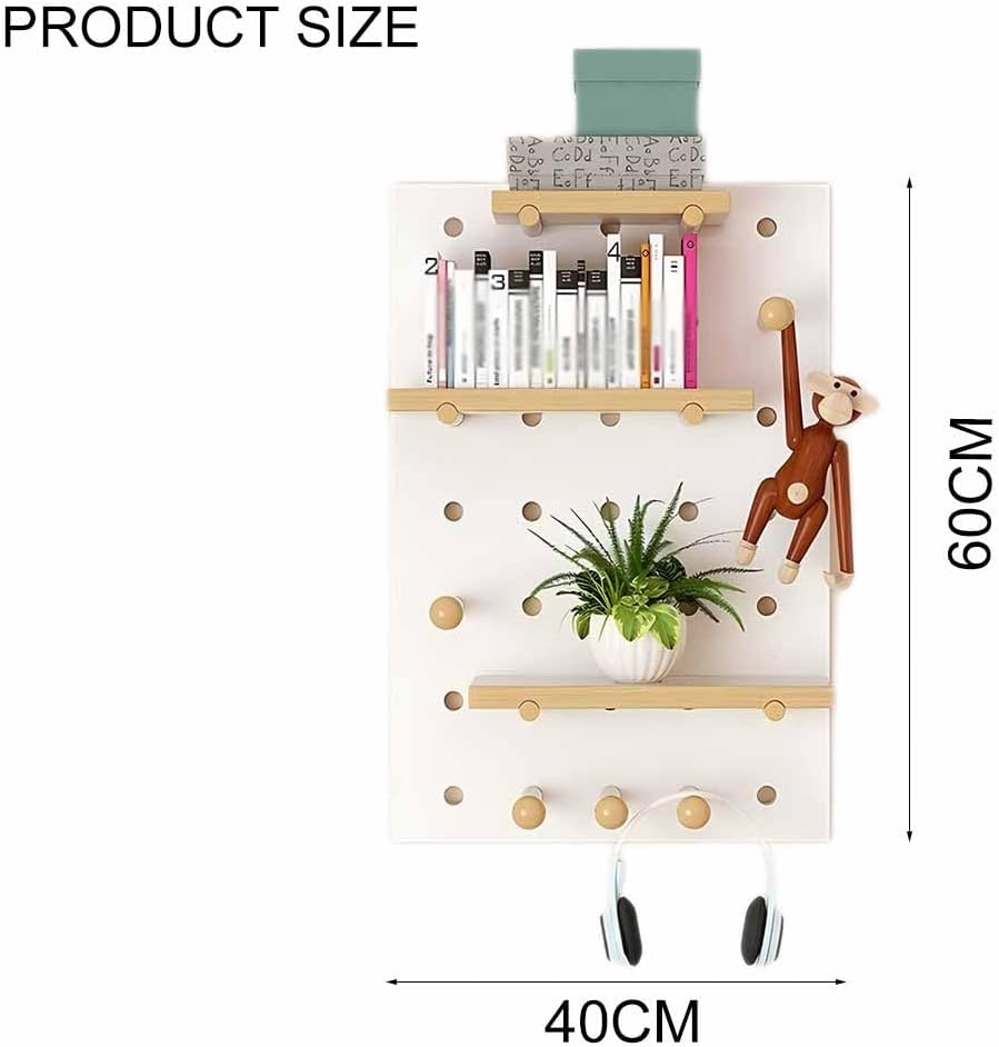 Pegboard Combination Wall Organizer, Wall Mount Display Peg Board Panel Kits for Home Office Wall Organizer, Crafts Organization(White,40x60 cm)