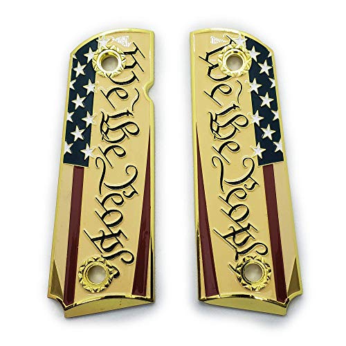 US Flag1911 Full Size Grips for Kimber, Colt, Rock Island, Springfield, Taurus, & Clones - Kimber Gold Grips
