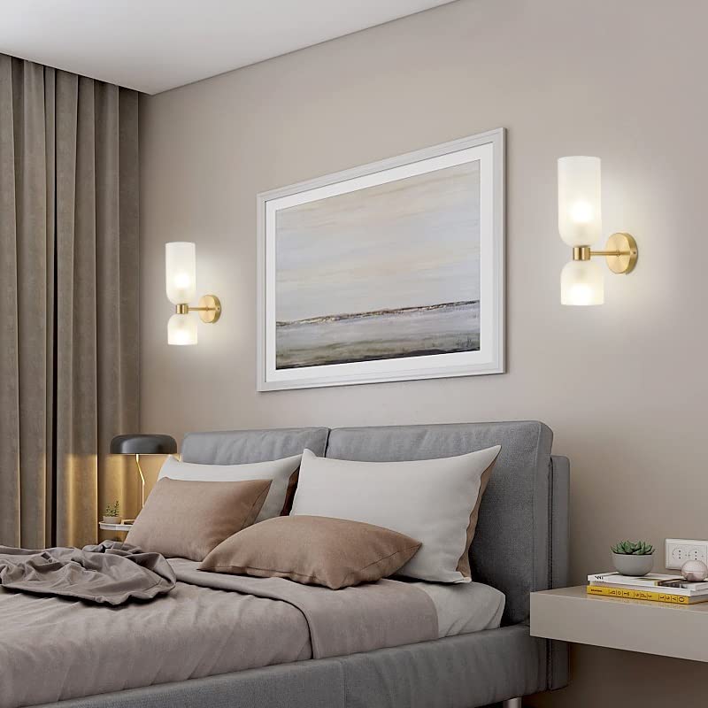 Japanese Style Glass Wall Sconces Iron Lighting Retro Designe Gold