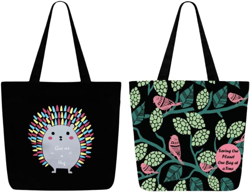 Eco Right Large Canvas Tote Bag for Women, Zipper Handbags for Women Inner Pocket for Shopping, Office & Daily Use (Pack of 2)