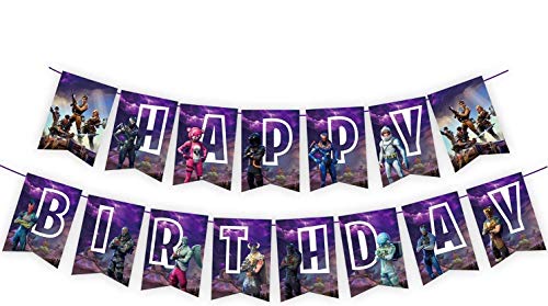 Urban Nirvana Pre-Assembled Birthday Party Banner Decoration Supplies for Kid, Adult and Fans. Video Game Theme Decorations Party Supply