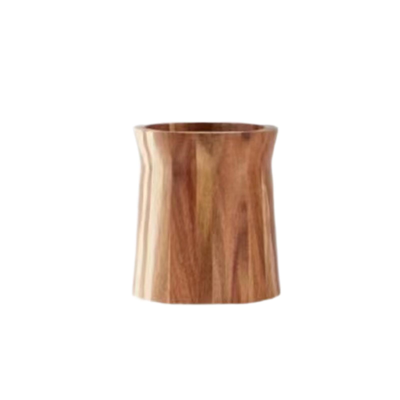 Cravoflow Grain Wooden Utensil Holder For Countertop Swivel Cutlery Organizer Acacia Wood Crock For Parties- Small