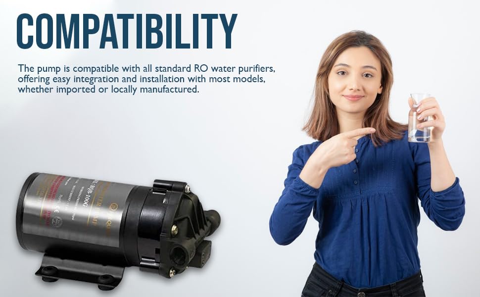 Image of RO Booster Pump - High-Efficiency Water Pressure Booster for Homes & Purifiers | Enhanced Flow Rate | Durable Copper Windings | Compatible with All RO Systems (R-100 GPD)