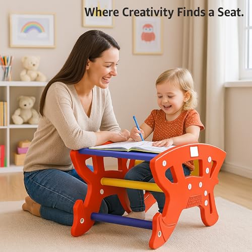 Image of Amazon Brand - Jam & Honey Roxy 2-in-1 Convertible Rocking Horse & Study Table | Kids Ride-On Toy with Ergonomic Design, Durable Plastic, BIS Certified | Indoor & Outdoor Play | 2-6 Years