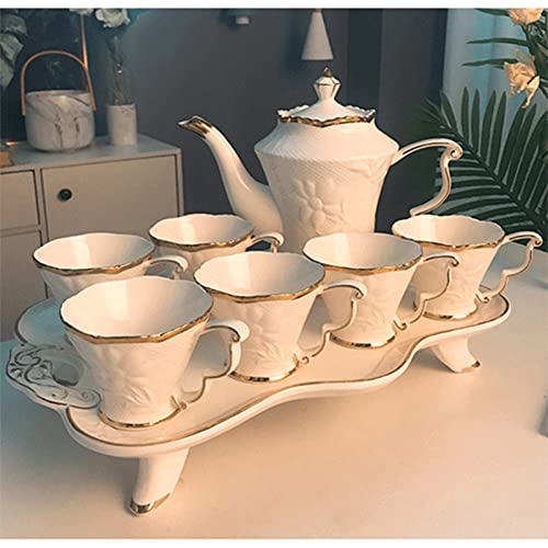 Set de cafetera y tazas con bandeja de vidrio 8 piezas miniatura 6