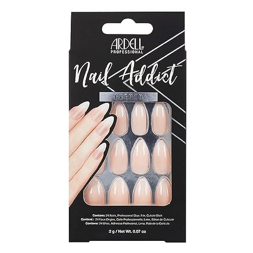 Ardell Nail Addict - Juego de uñas artificiales a presión, 27 puntas de uñas francesas, desvanecimiento degradado, uñas postizas acrílicas