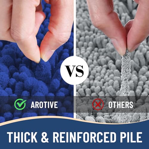 Image of Arotive Luxury Bathroom Rugs 30x20, Extra Soft Thick Absorbent Shaggy Chenille Bath Rugs, Machine Wash Dry, Bath Mats for Bathroom Floor, Tub and Shower, Home Decor Accessories, Dark Blue