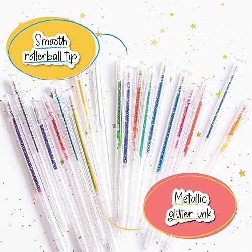 Bolígrafos gel multicolor glitter set 18 unidades miniatura 2