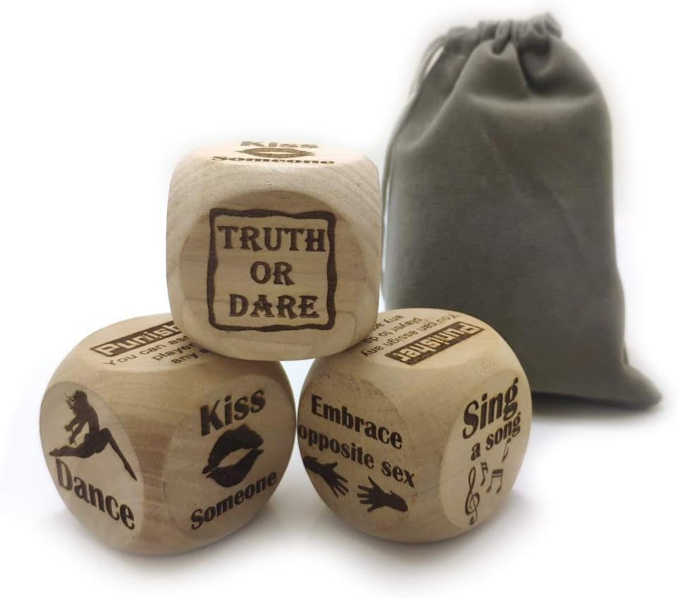 Creative Wooden Playing Dice Set Party Pack Dice Game Entertaining Rolling Wood Cube Dices for Fun Adult Drunk Frenzy Party 2PCS(L-40MM)