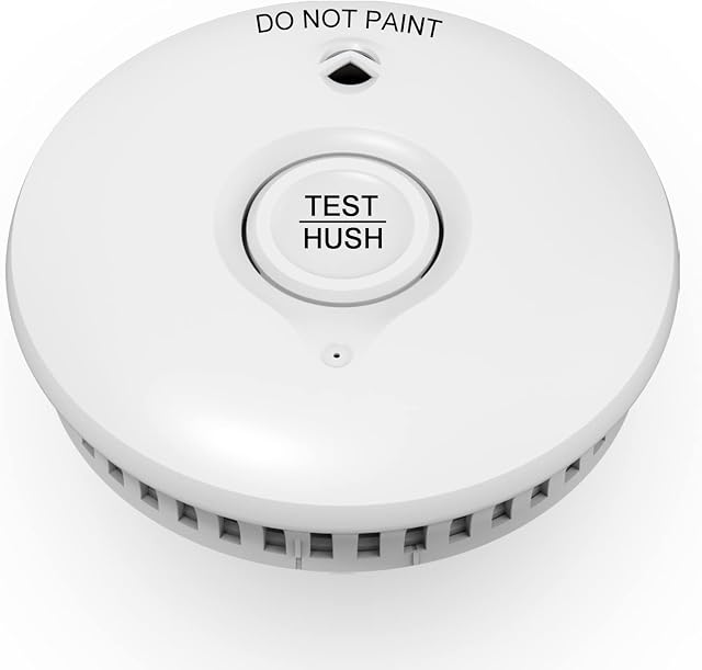 White 10-year battery Photoelectric Smoke Alarm Easy installation Smoke Detector with Silence Button Conforms to EN14604 Standard 1 Pack