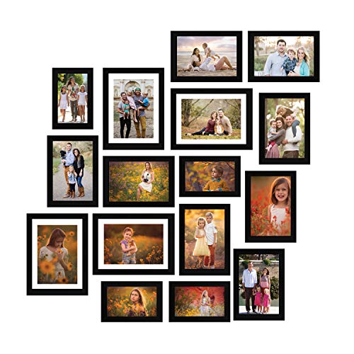 Image of Amazon Brand - Solimo Collage Set of 16 Photo Frames ( 4 x 6 Inch - 4, 5 x 7 Inch - 8 & 6 X 8 Inch - 4), Black