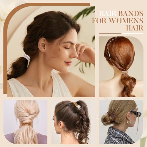 Image of FORENEE Braided Hair Ties No Damage, 10 Pcs Soft Plush Hair Bands for Women's Hair, Bracelet Hair Elastics & Ponytail Holders for Thick Hair - Terra Brown
