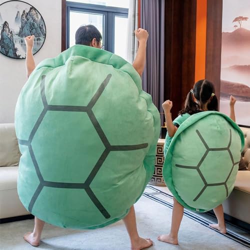 Turtle Power Shell, almohada gigante de tortuga, portátil, portátil, cojín de concha de tortuga, divertido juguete de peluche para cosplay, regalo para niños y adultos (verde, 100 cm)