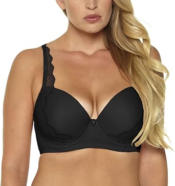 Women Plus Size Black/Beige Lace Stitch Bra