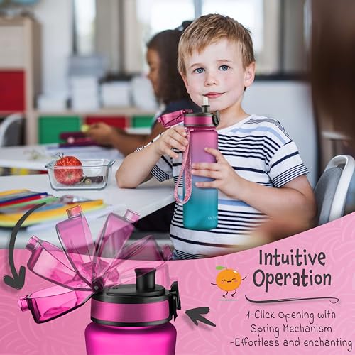 Miniatura 5 de My Vesperbox Botella Para Niños 350 Ml Botella De Agua Apta Para Bebidas Con Gas Y A Prueba De Fugas Botella Infantil Para La Escuela Y El Deporte Botella Para Niñas Y Niños