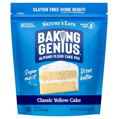 Nature's Eats Baking Genius Classic Yellow Cake Mezcla de harina de almendras para tartas, 400 ml