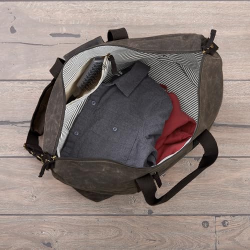 Personalization Universe Initial Embroidered Olive Waxed Canvas Weekender Bag3