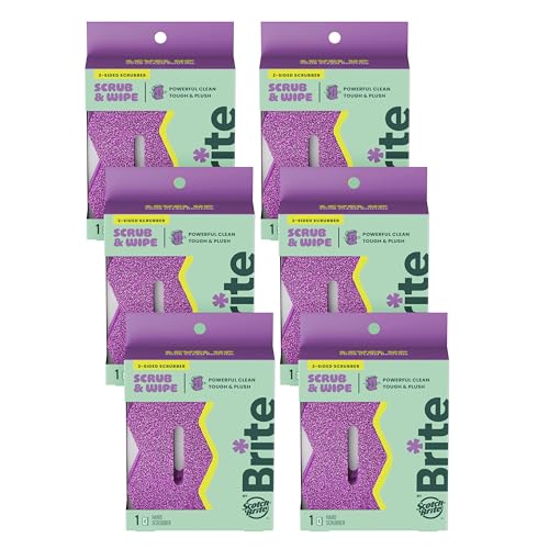 Image of Brite by Scotch-Brite Scrub & Wipe Scrubber, 6 Pack of Scrubbers | Scrubbing Kitchen and Dish Sponge,Can be used with BRITE Drain and Dry Stand , 6 Scrub Sponges