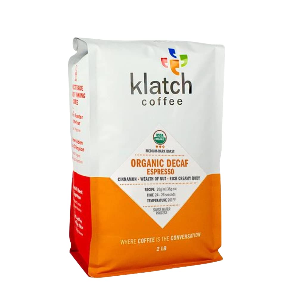 Klatch Coffee "Decaf Espresso" Medium Roasted Whole Bean Coffee 2 Pound Bag