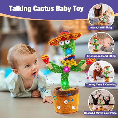 image for Ayeboovi Dancing Talking Cactus Baby Toy, Mimicking Recording Toy Repe