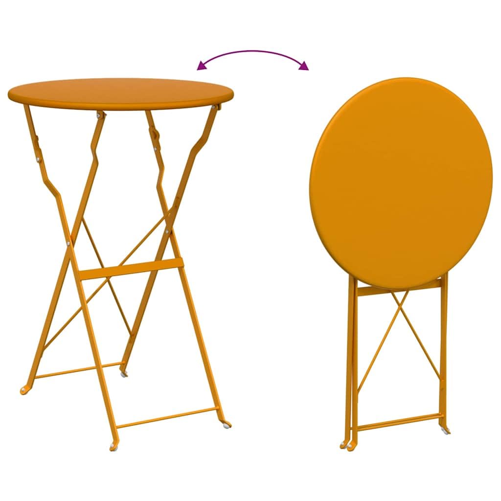 vidaXL Tavolo da bistrot Senape Ø 50 x 71 cm, Tavolo Bistro Rotondo, Moderno, Pieghevole per Giardino e terrazza, salvaspazio e Pratico per Esterni
