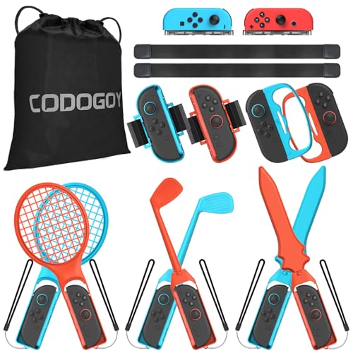 CODOGOY 12-in-1 Switch Sports Accessories Bundle for Switch 1/2/OLED - Complete Family Sports Kit...