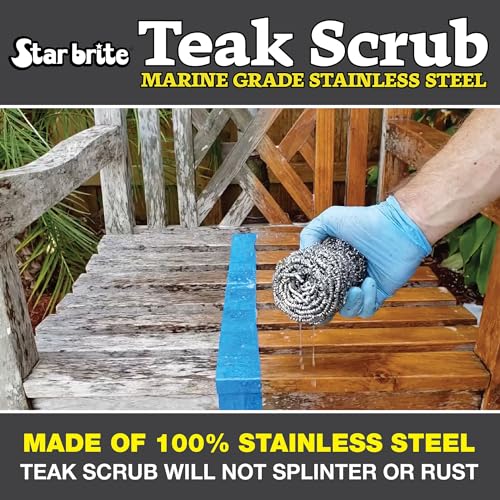 Image of STAR BRITE Marine-Grade Stainless Steel Scrub Scouring Pad Scrubber - Refinish Wood Furniture & Boat Teak