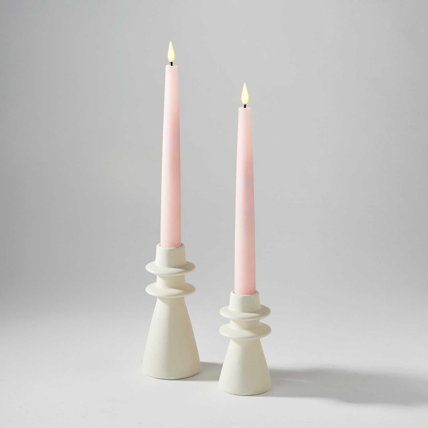 LampLust Taper Candle Holders for Candlesticks, Set of 2 Candle Holder, 4in and 6in, Ivory Candle Stick Candle Holder, Wedding Decor Candlestick Holders Candelabra Centerpiece Table Decorations