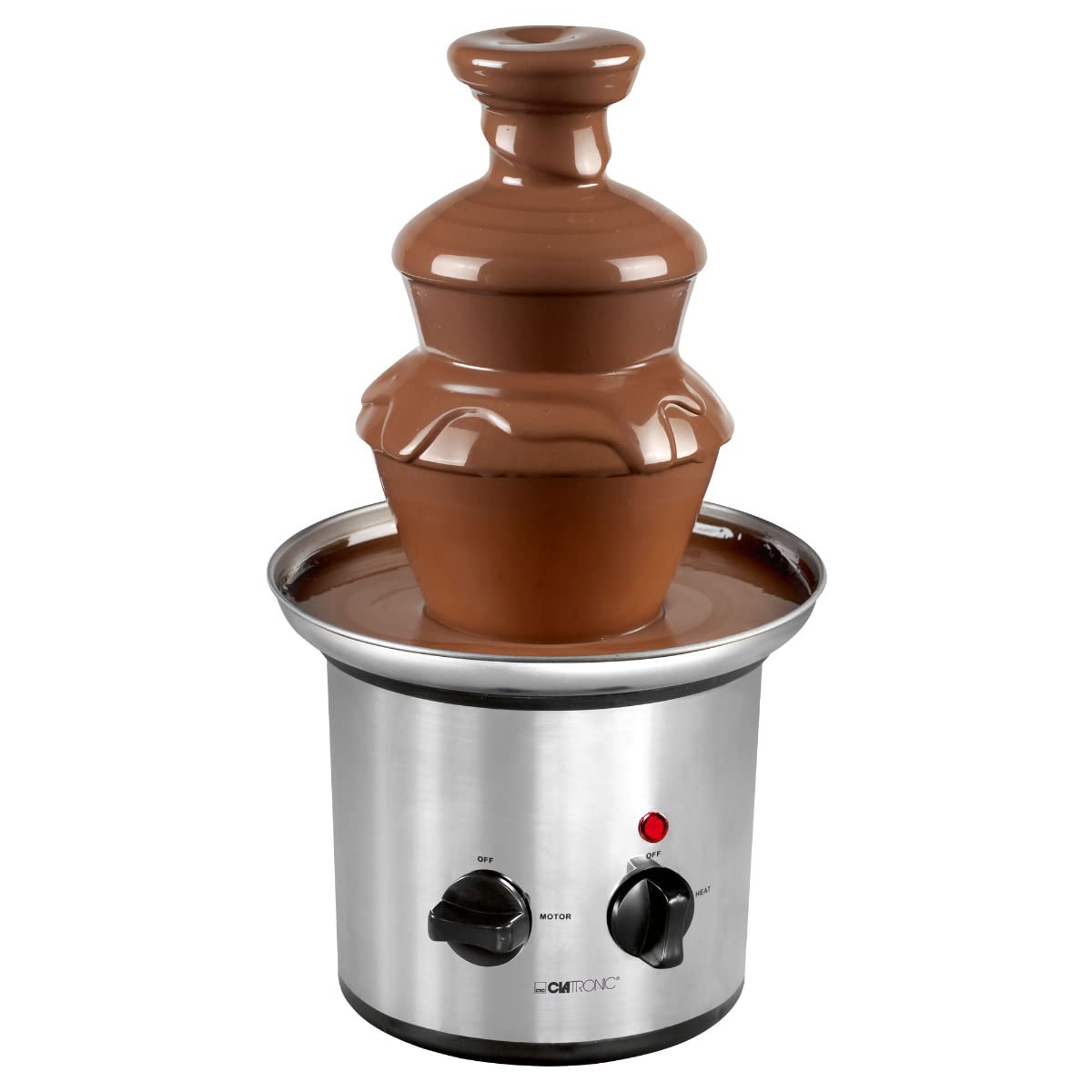 Clatronic® Fontaine à chocolat | pour fruits et pâtisseries | chocolat chaud et liquide pour brunch, fête, Noël, Nouvel An | bol de récupération profond + fontaine en acier inoxydable | SKB 3248