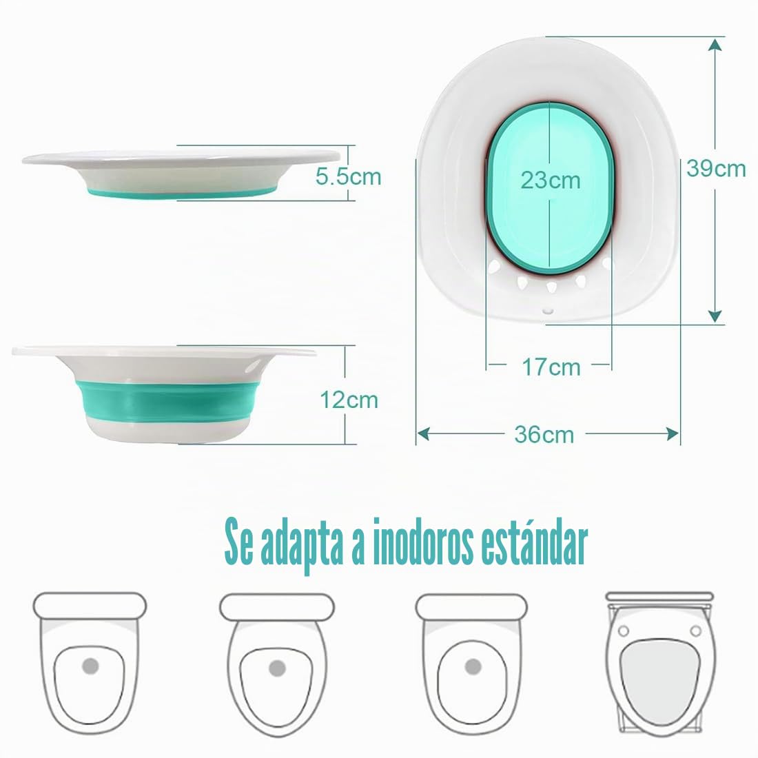 Baño de asiento para el inodoro con acondicionador Bidé Inserto para inodoro Bañera de asiento plegable para hemorroides Cuidado del puerperio para mujeres embarazadas y ancianos